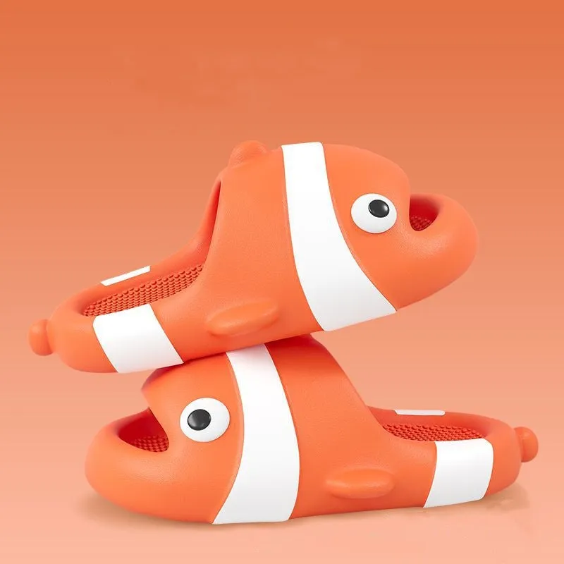 Casual Cute Cartoon Clown Fish Home Bathroom Thick Bottom Outer Slip Resistant Slippers