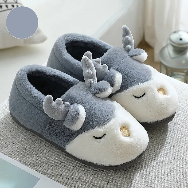 Christmas Shoes Winter Home Slippers Elk Plush Bedroom Slipper House Shoes For Women Men