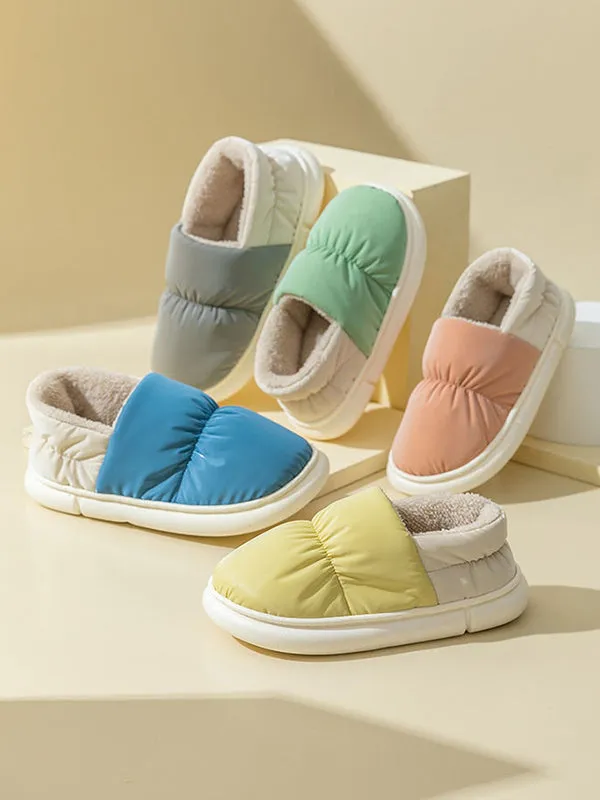 Contrast Color Round-Toe Split-Joint Slippers