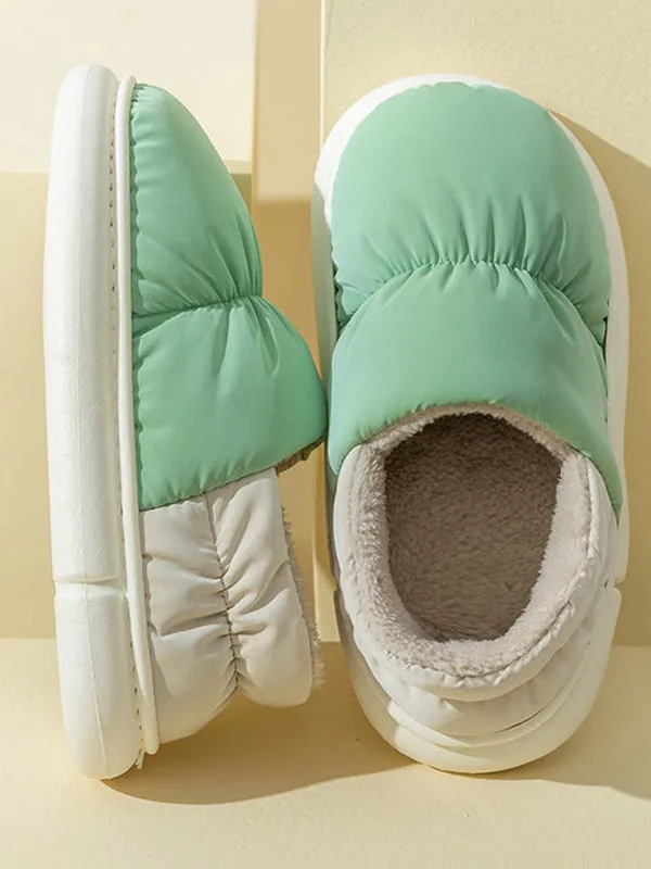 Contrast Color Round-Toe Split-Joint Slippers