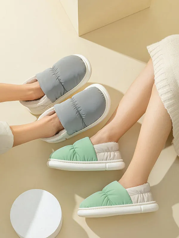 Contrast Color Round-Toe Split-Joint Slippers