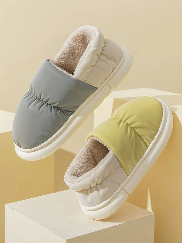 Contrast Color Round-Toe Split-Joint Slippers