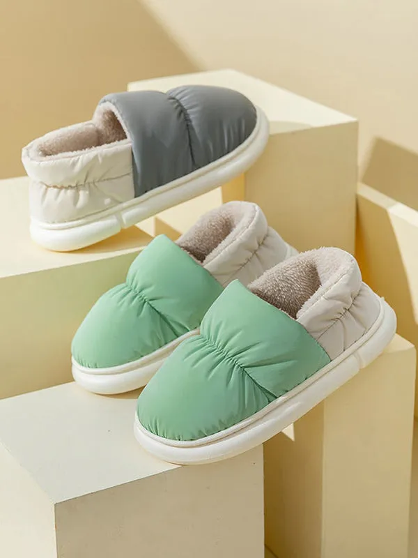 Contrast Color Round-Toe Split-Joint Slippers