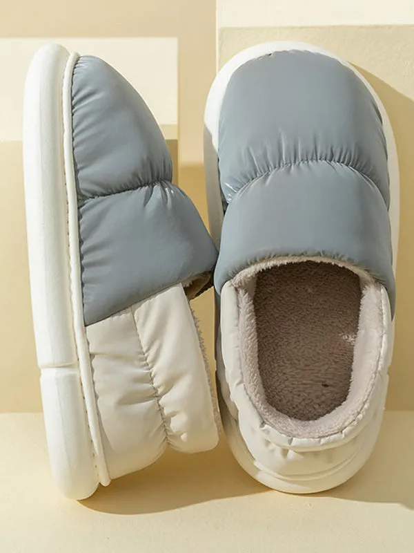 Contrast Color Round-Toe Split-Joint Slippers