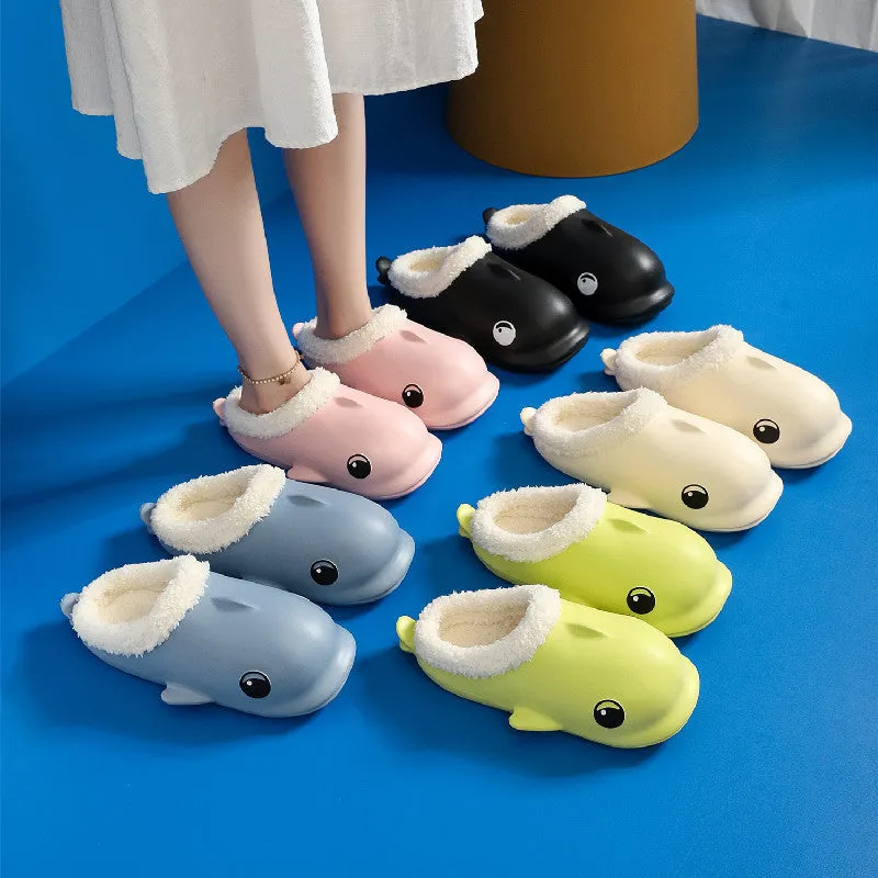 Cute Cartoon Shoes House Warm Fuzzy Slippers Women