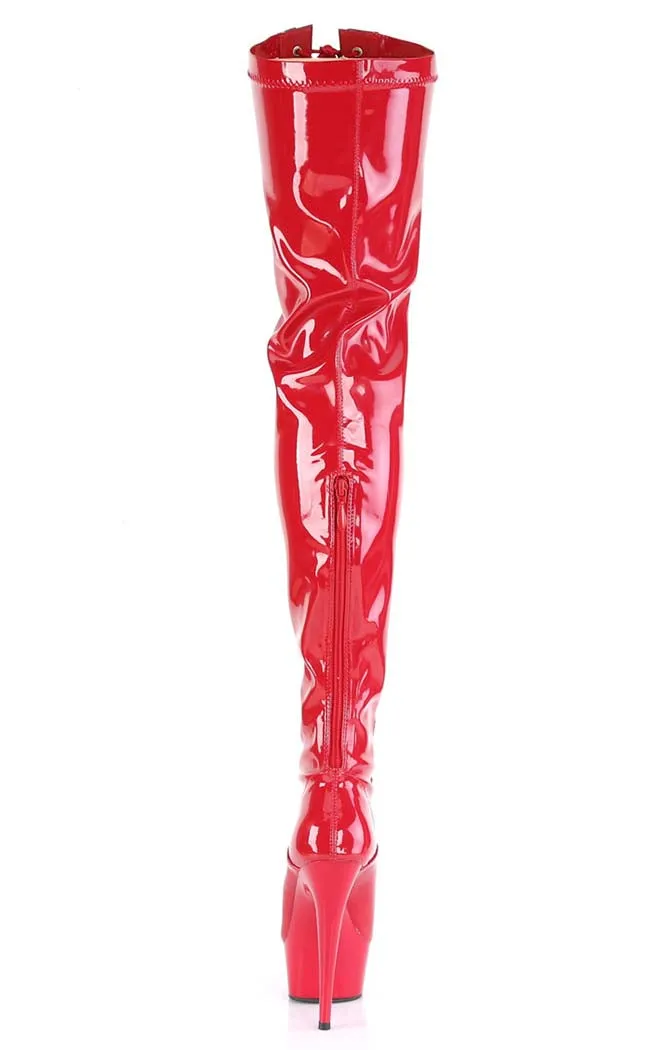 DELIGHT-3027 Red & Black Patent Thigh High Boots