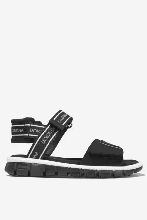 Dolce & Gabbana Boys Logo Strap Sandals in Black