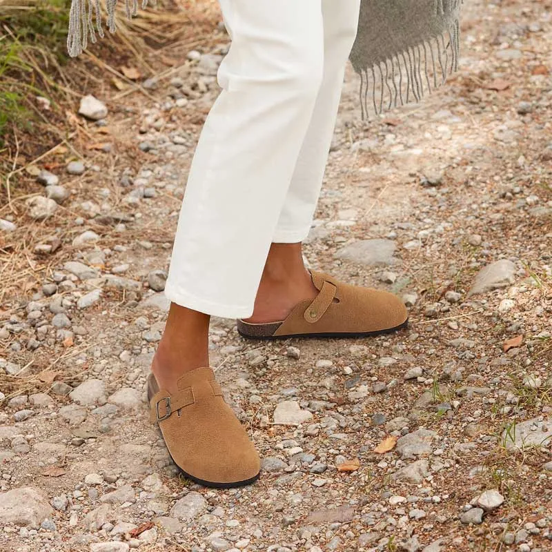 Everyday Basics Cozy Suede Mules with Ergonomic Cork Insoles