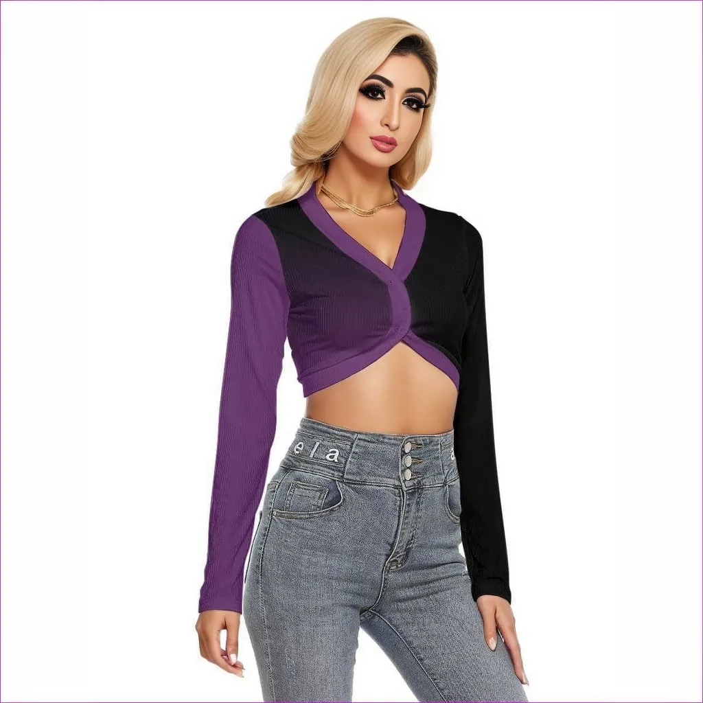 Fade Womens Crop Top With Button Closure