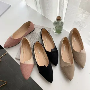 Fashion Pointed Toe Flat Shallow Mouth Frosted Shoes