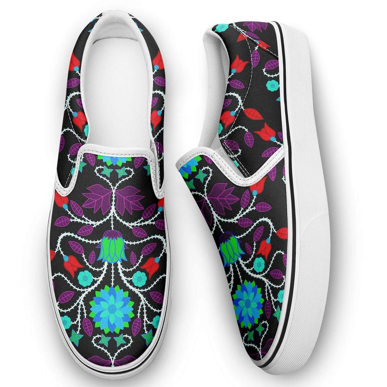 Floral Beadwork Four Clans Winter Otoyimm Kid's Canvas Slip On Shoes