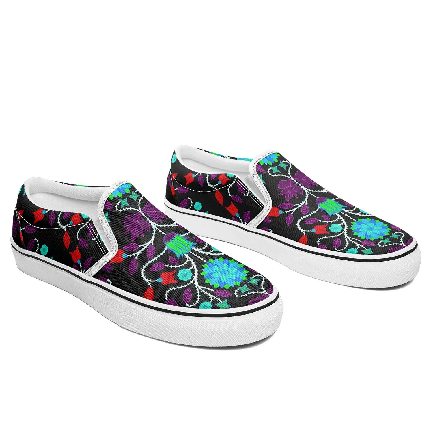 Floral Beadwork Four Clans Winter Otoyimm Kid's Canvas Slip On Shoes