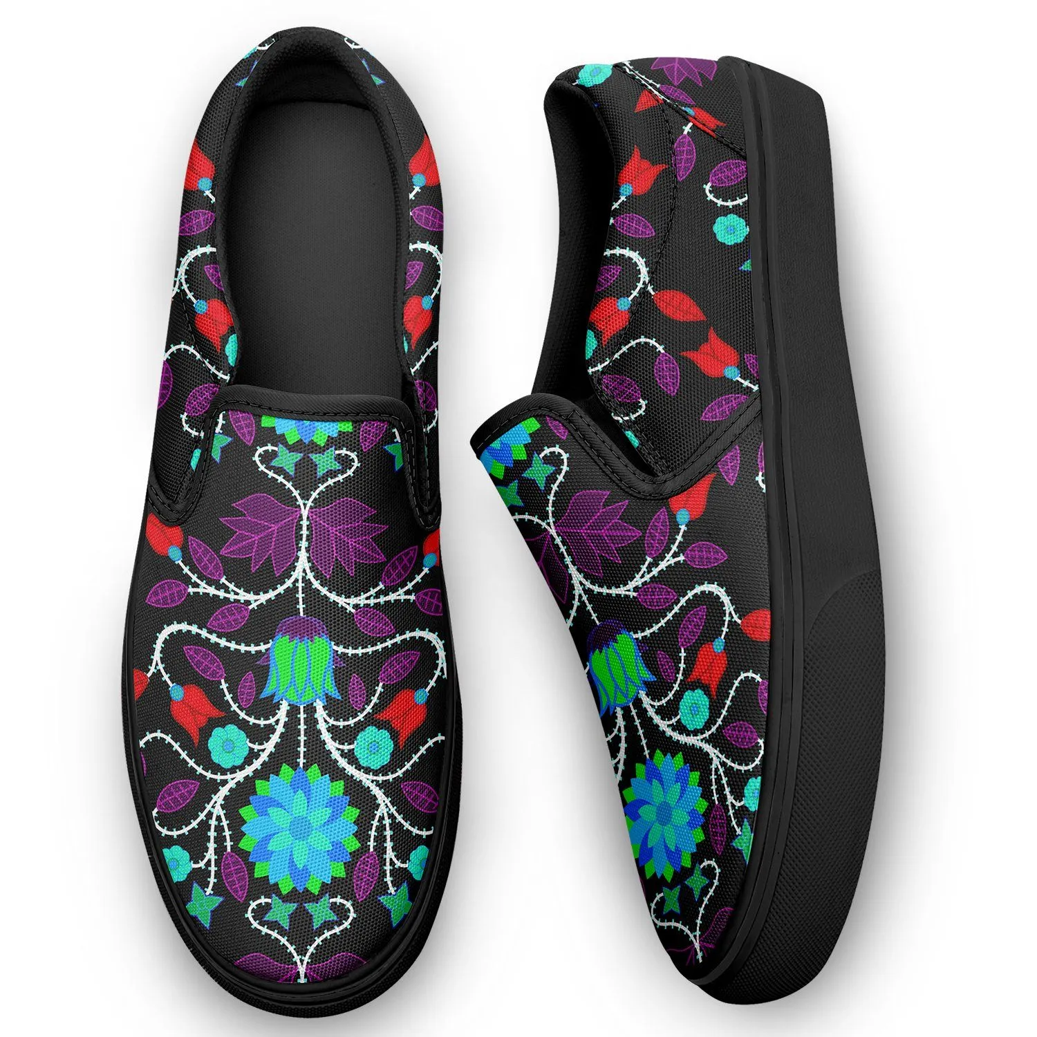 Floral Beadwork Four Clans Winter Otoyimm Kid's Canvas Slip On Shoes