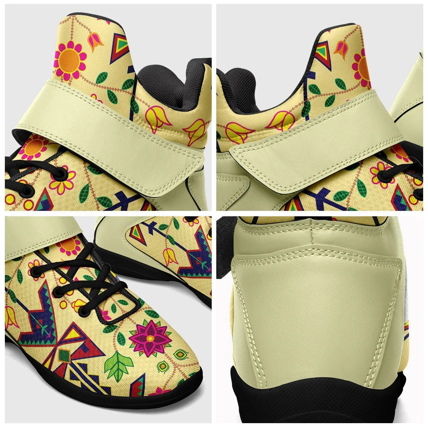 Geometric Floral Spring Vanilla Kid's Ipottaa Basketball / Sport High Top Shoes