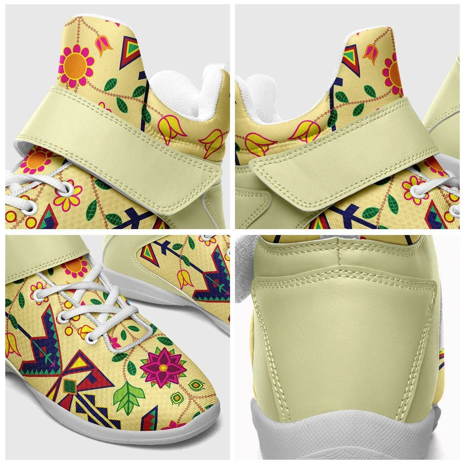 Geometric Floral Spring Vanilla Kid's Ipottaa Basketball / Sport High Top Shoes