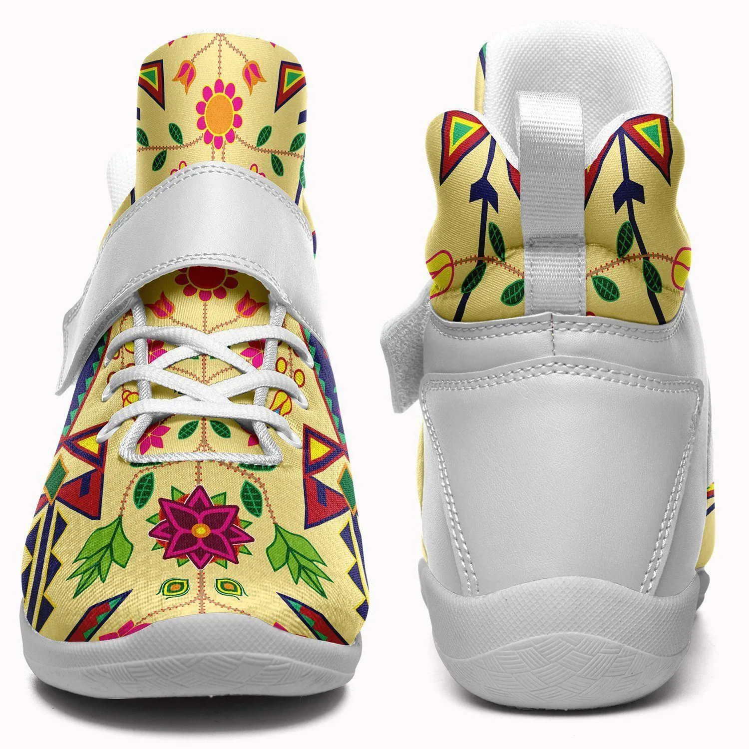 Geometric Floral Spring Vanilla Kid's Ipottaa Basketball / Sport High Top Shoes