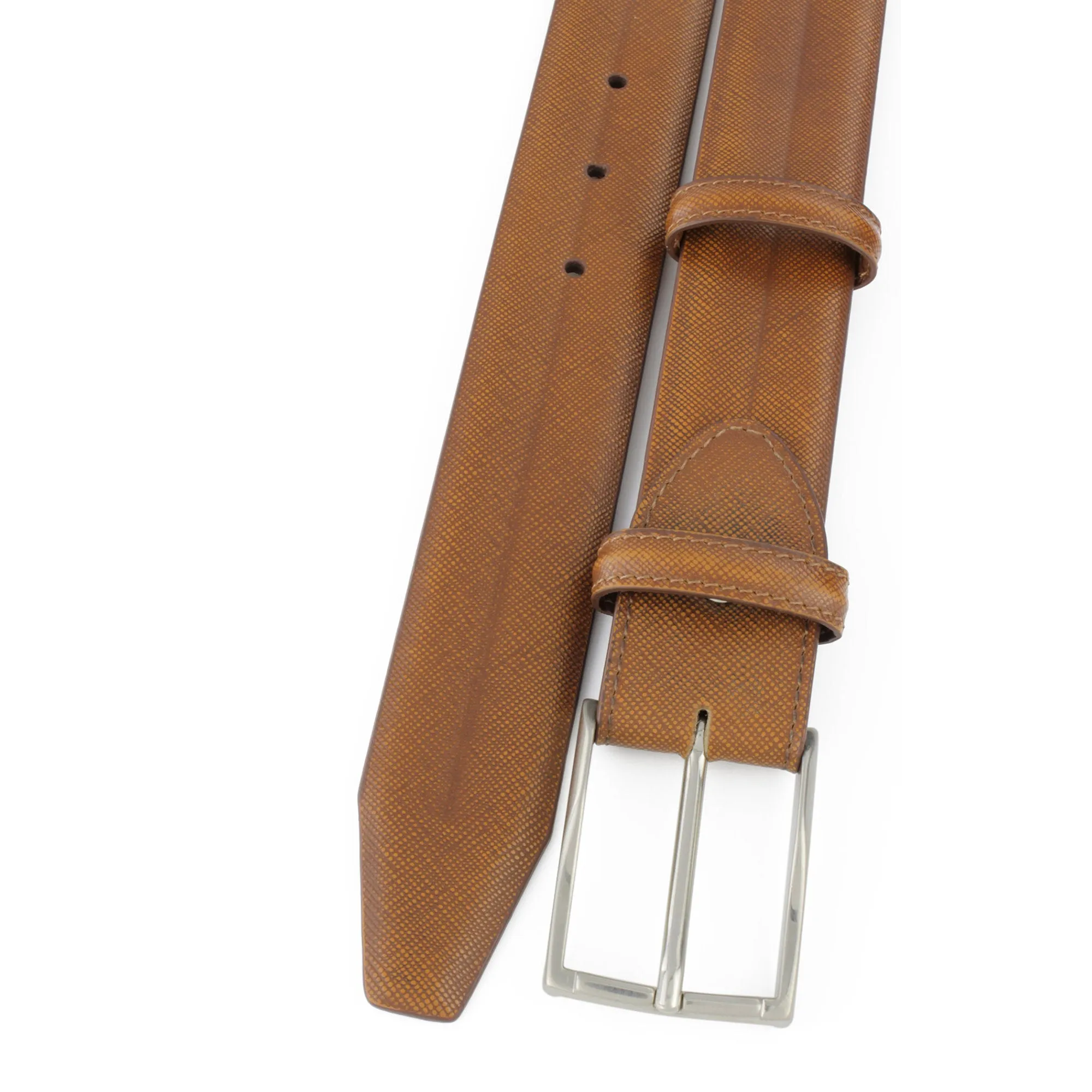 Golden Ochre Moulded Saffiano Belt