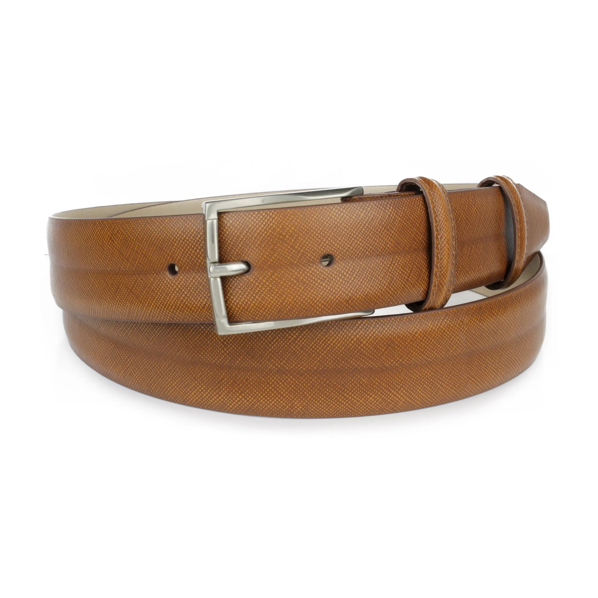 Golden Ochre Moulded Saffiano Belt