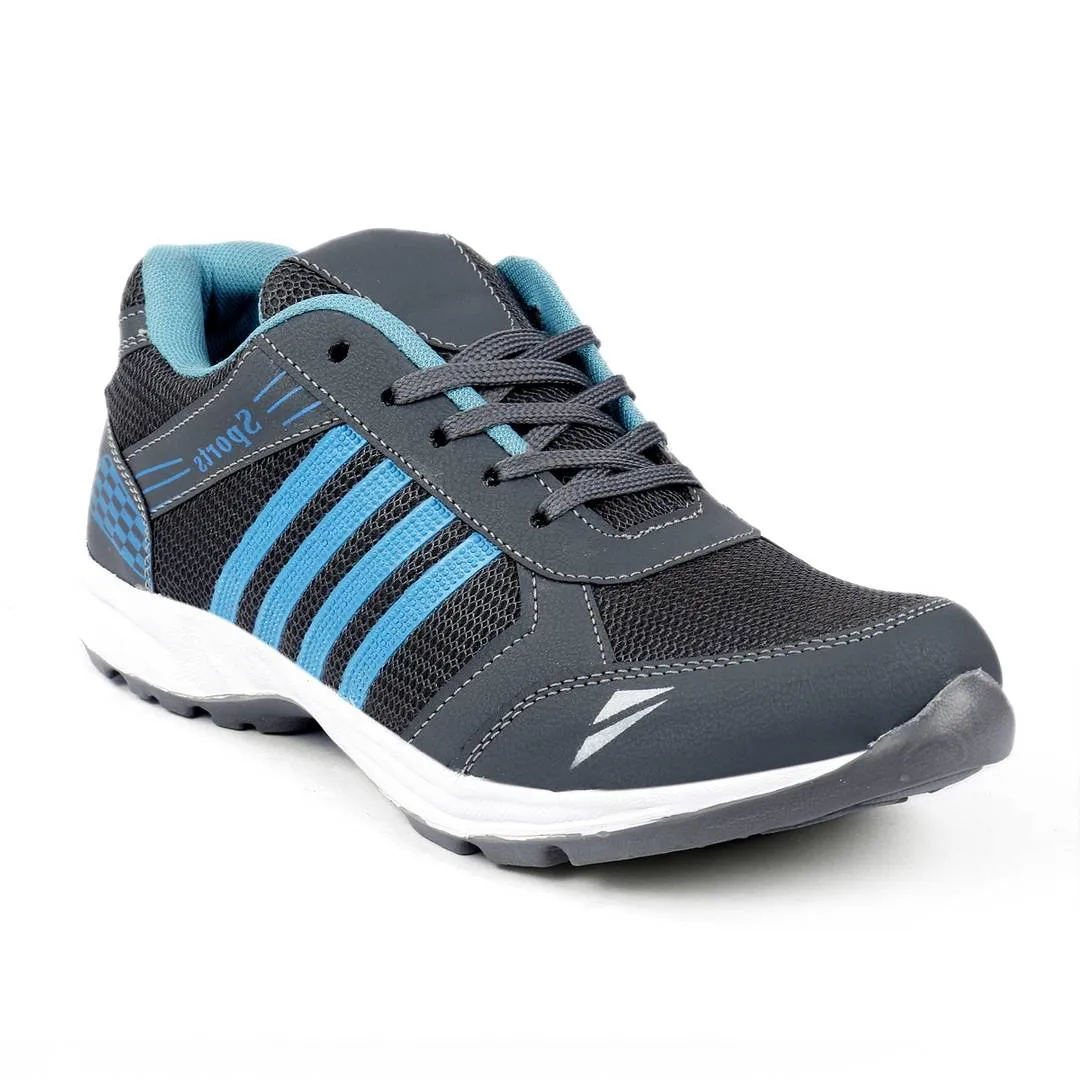 Grey Blue Canvas Mesh Casual Wear Lace Ups Walking Running Training Gym Football Sports Shoes