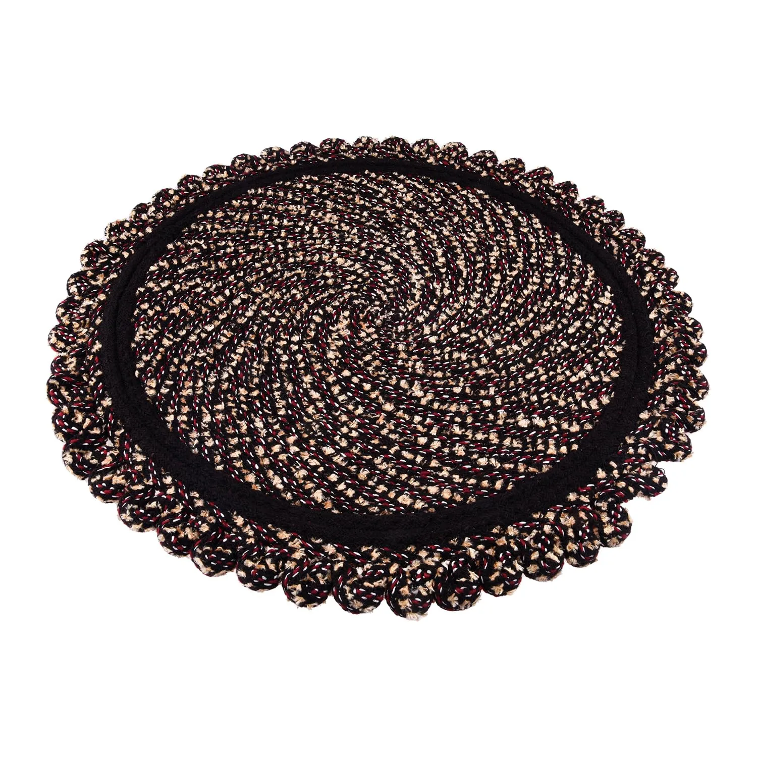 Heart Home Door Mat | Round Shape Feather Door Mat | Cotton Reversible Mat | Door Mat for Kitchen | Door Mat for Home | 20 Inch | Large | Brown