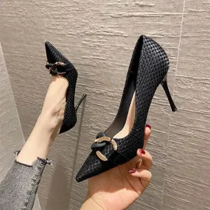 High heels female  summer new fashion French fine with sexy shallow mouth pointed single shoes