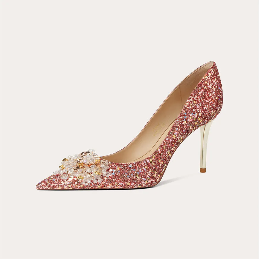 High Heels Point Toe Wedding Shoes with Diamonds