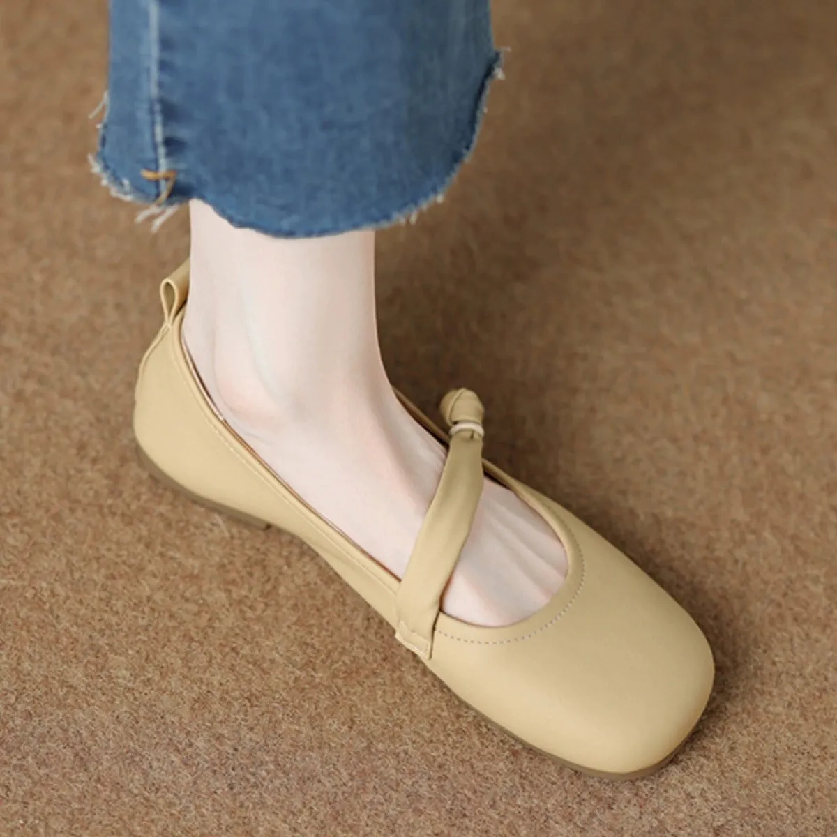 ikearlax Spring and Summer New  Style Soft Bottom Gommino Mary Jane Shoes Wanwan Style Shoes Gentle Shallow Mouth Flat Pumps Women