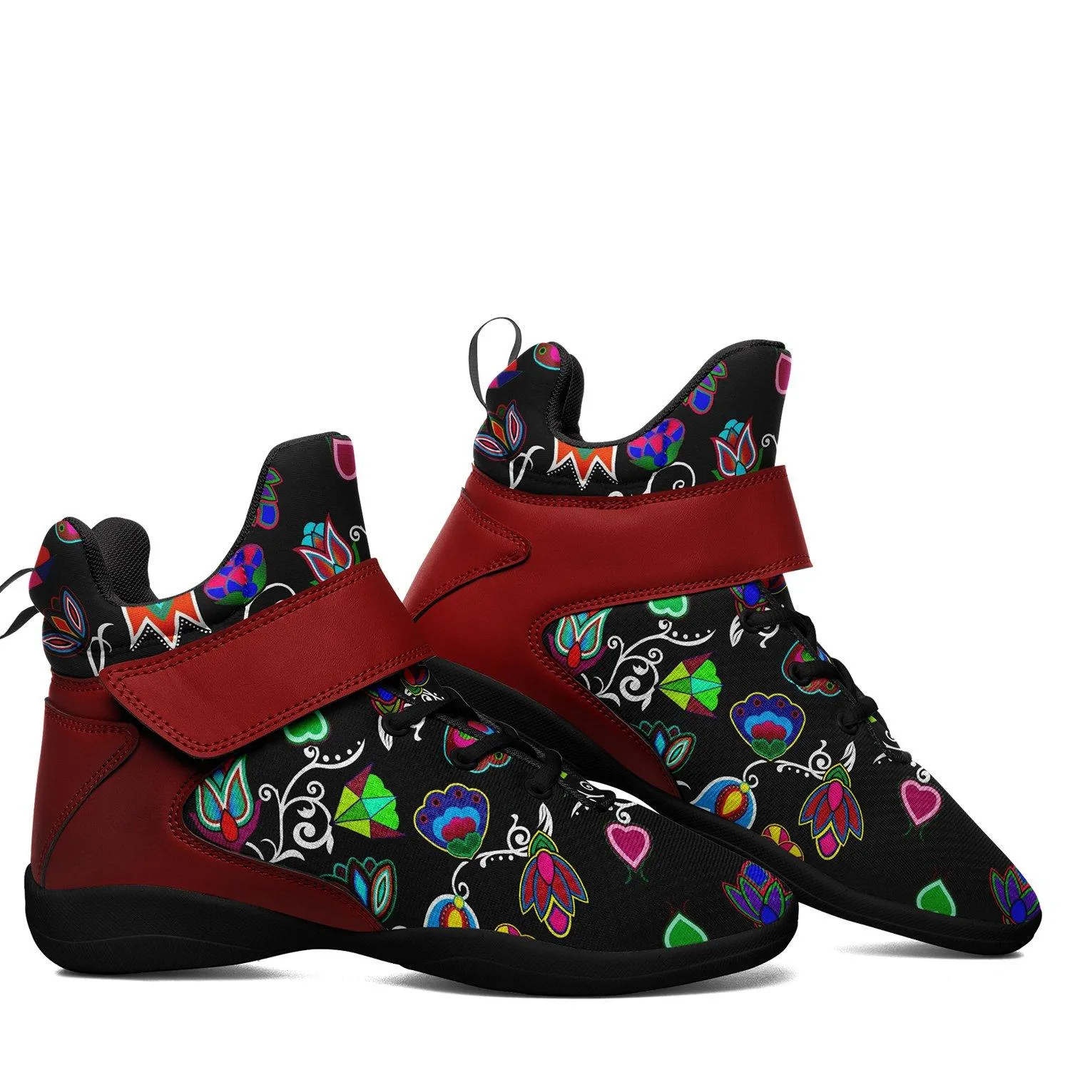 Indigenous Paisley Black Ipottaa Basketball / Sport High Top Shoes