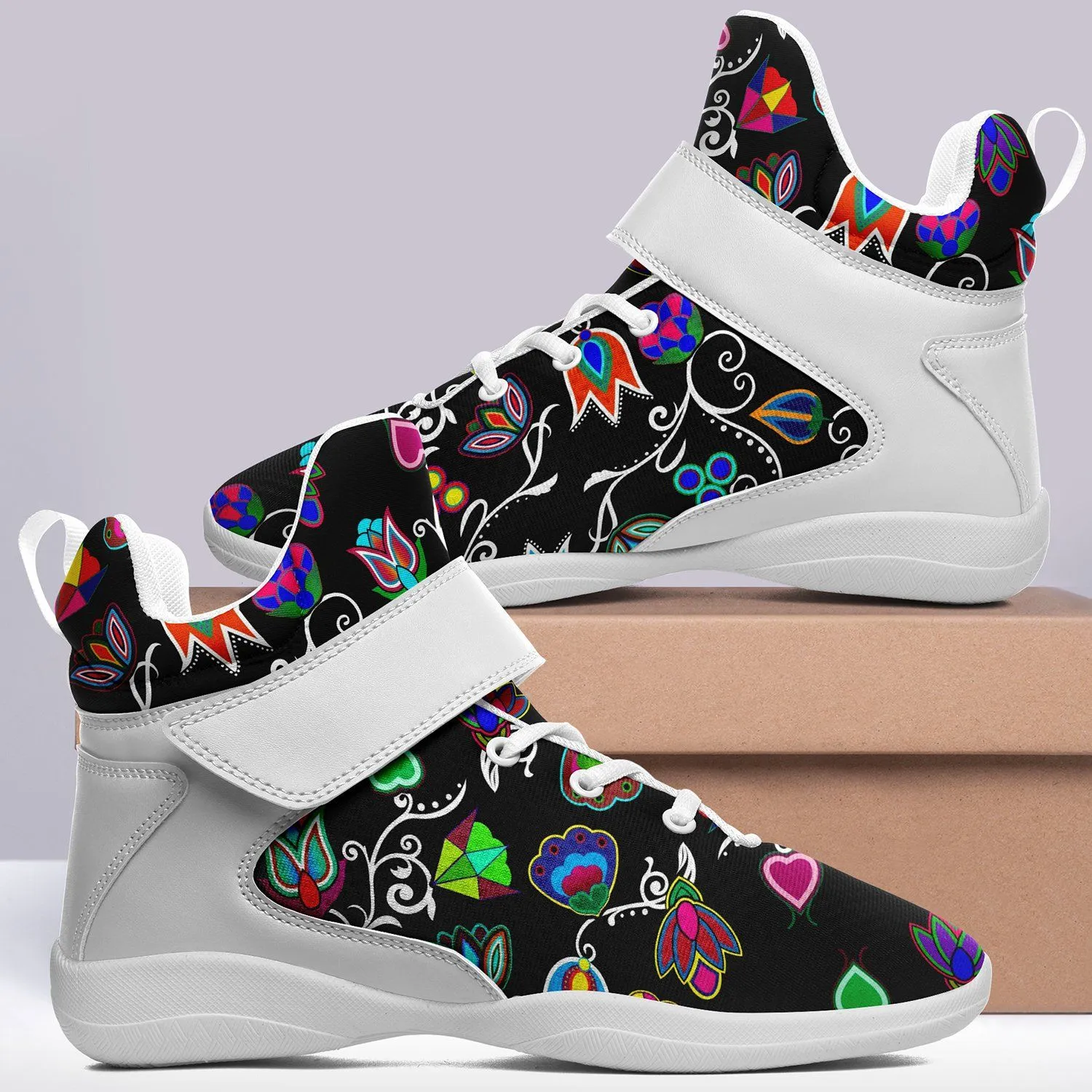 Indigenous Paisley Black Ipottaa Basketball / Sport High Top Shoes