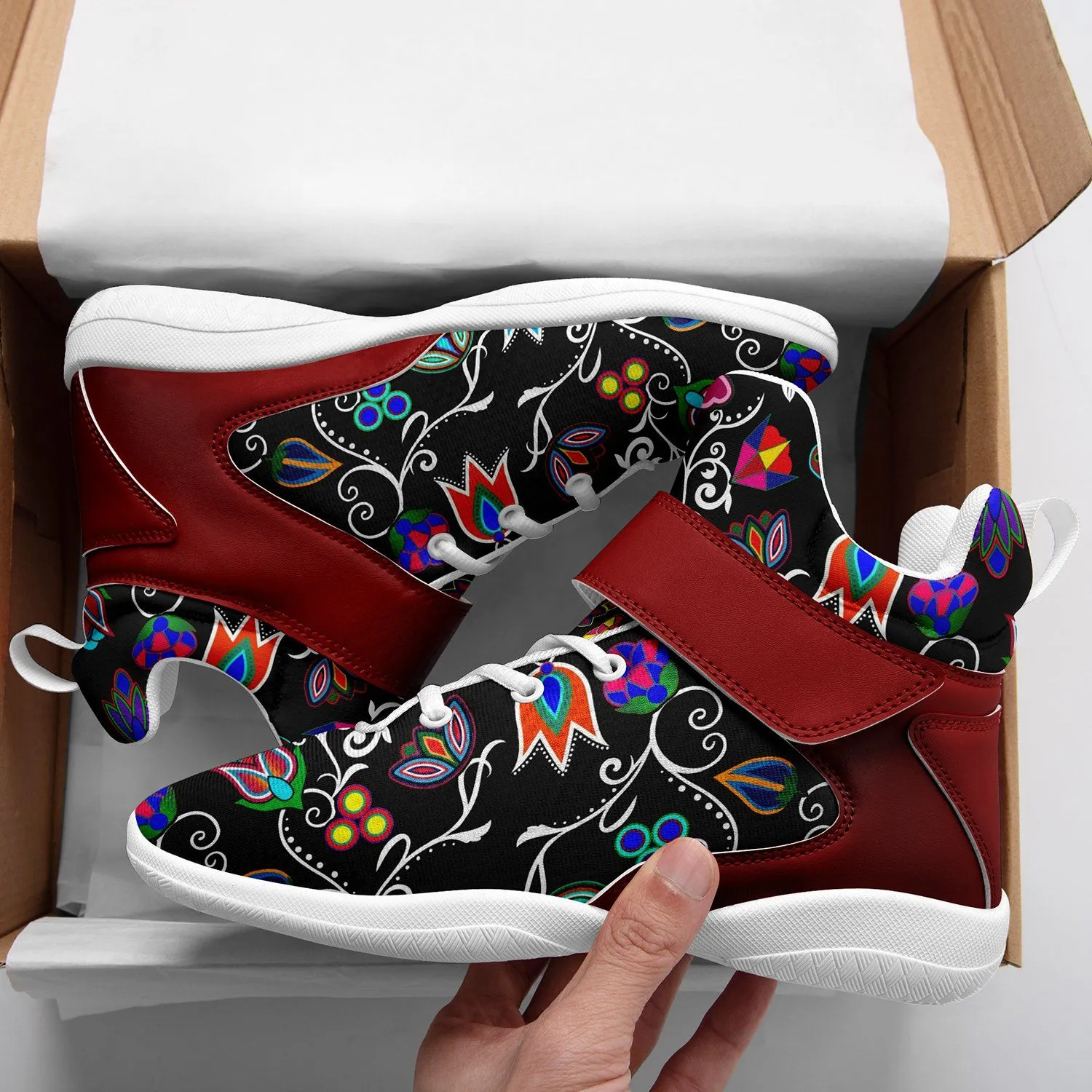 Indigenous Paisley Black Ipottaa Basketball / Sport High Top Shoes