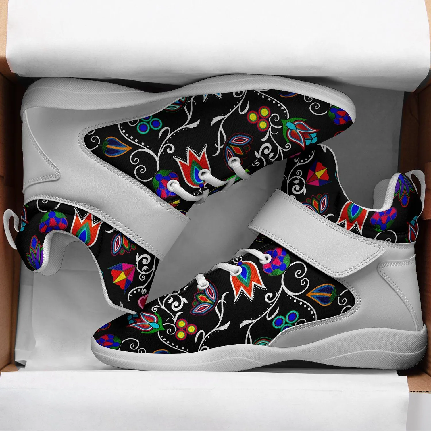 Indigenous Paisley Black Ipottaa Basketball / Sport High Top Shoes