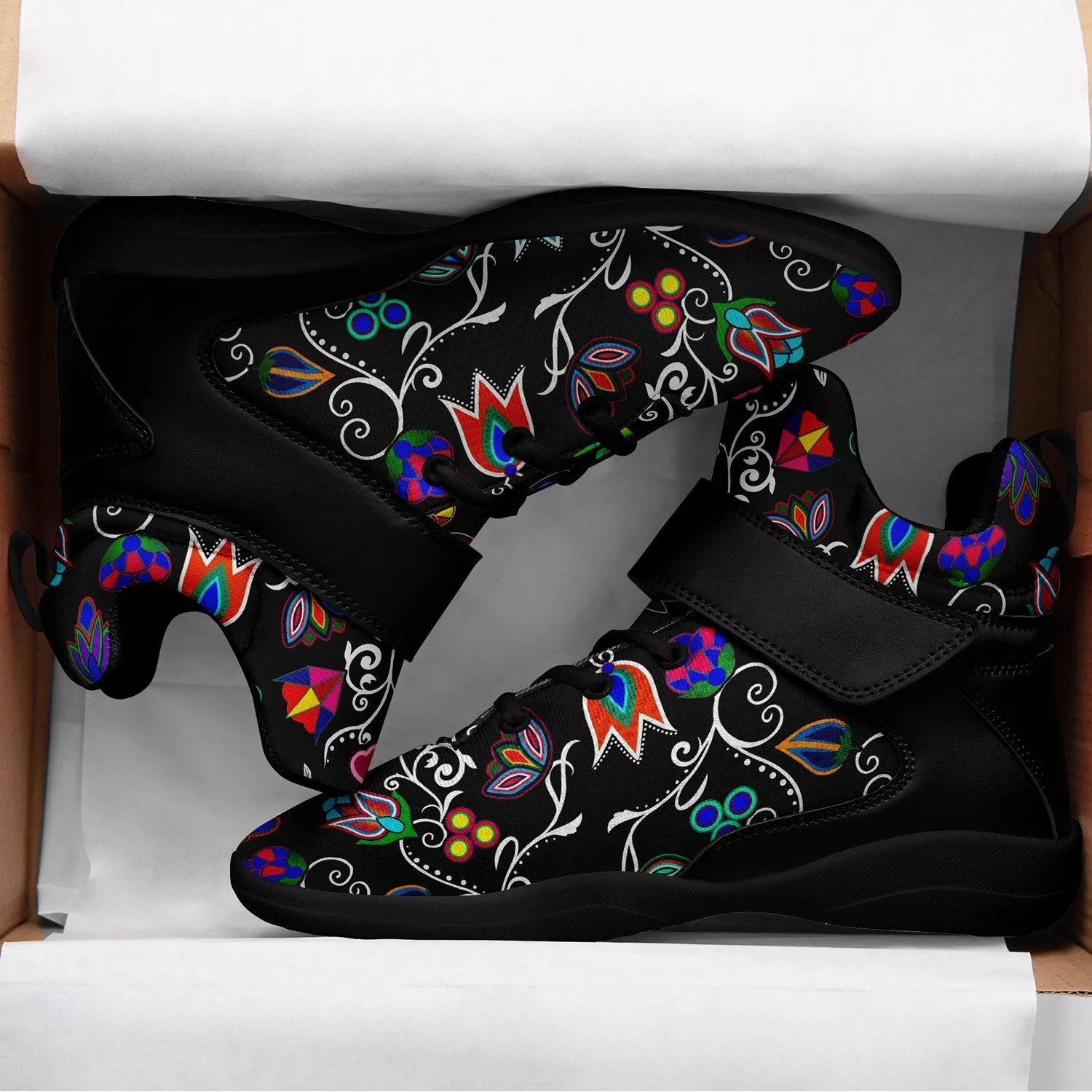 Indigenous Paisley Black Ipottaa Basketball / Sport High Top Shoes