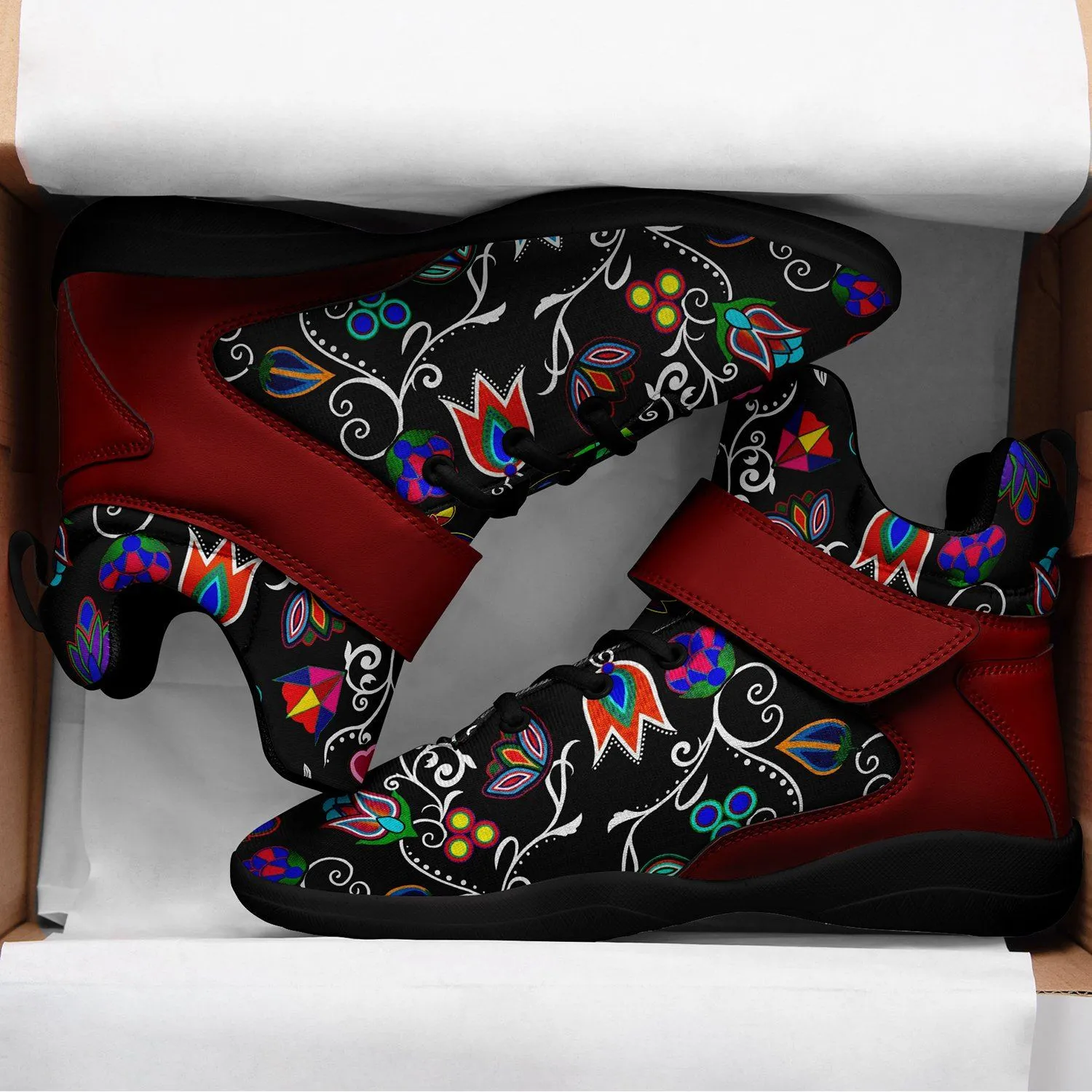 Indigenous Paisley Black Ipottaa Basketball / Sport High Top Shoes