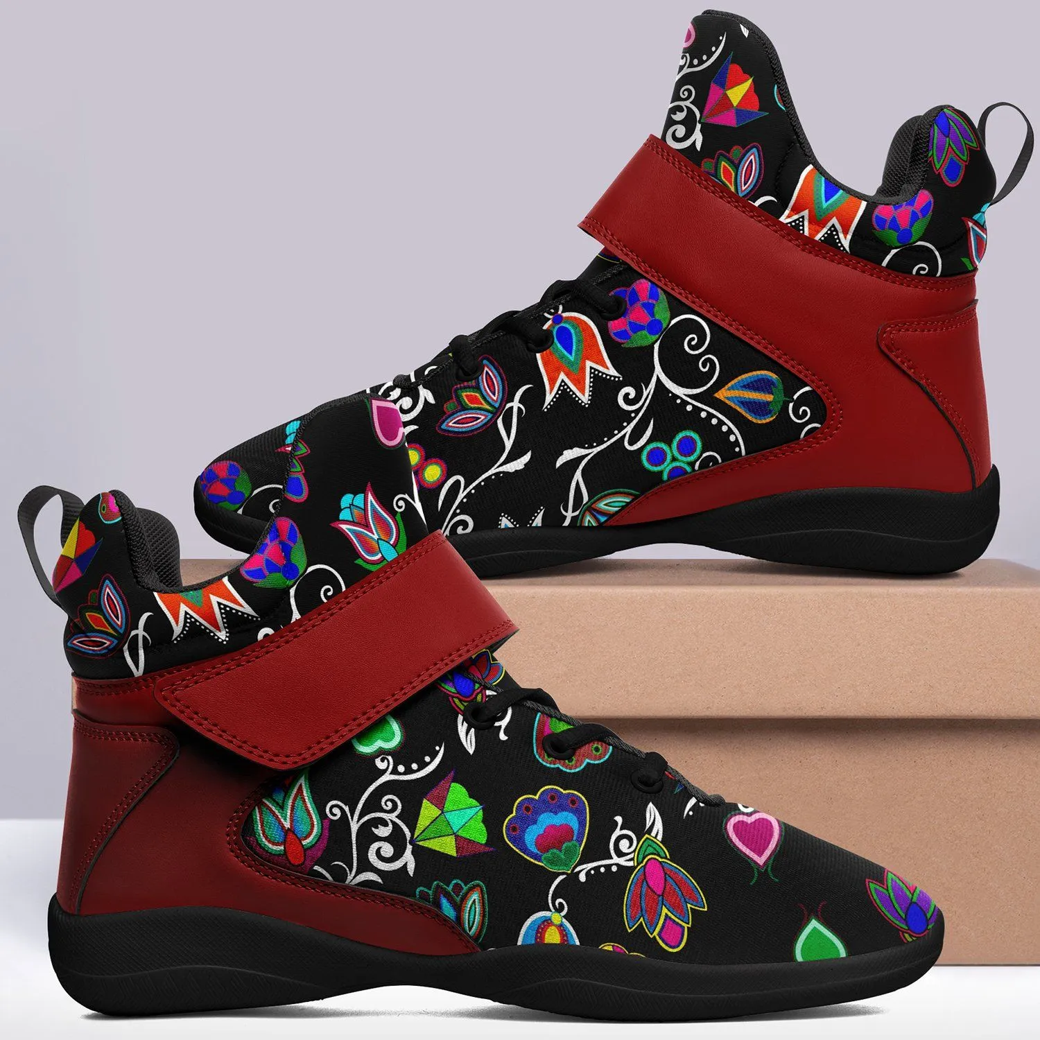 Indigenous Paisley Black Ipottaa Basketball / Sport High Top Shoes