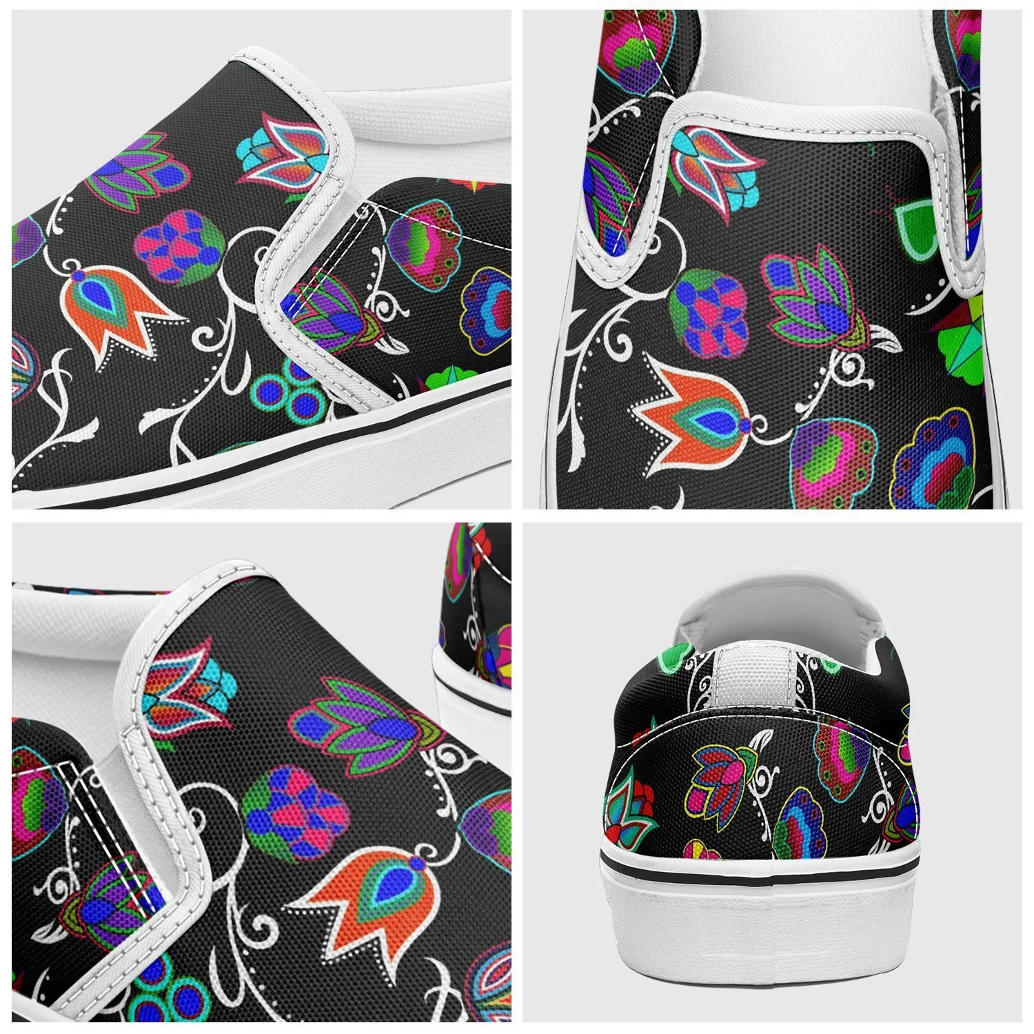 Indigenous Paisley Black Otoyimm Kid's Canvas Slip On Shoes