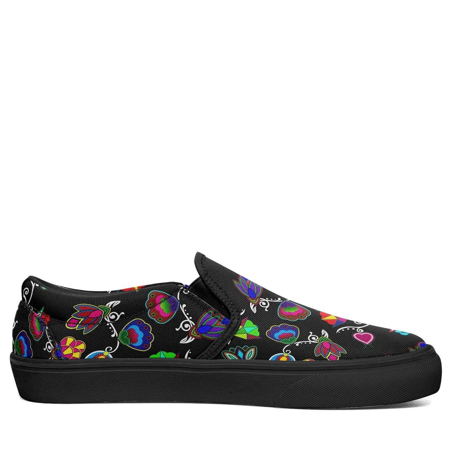 Indigenous Paisley Black Otoyimm Kid's Canvas Slip On Shoes