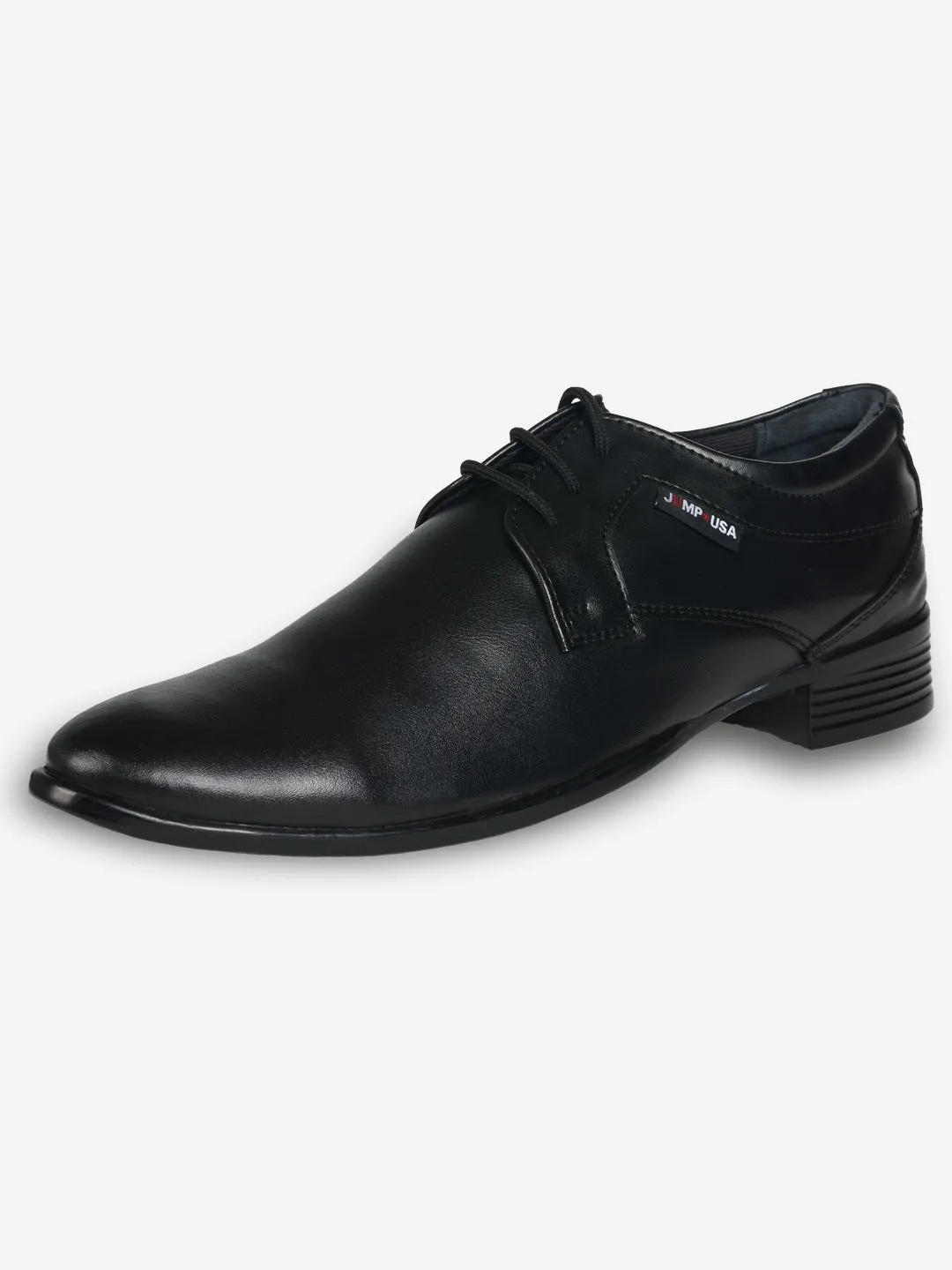 JUMP USA Men's Black Leather Formal Derbys