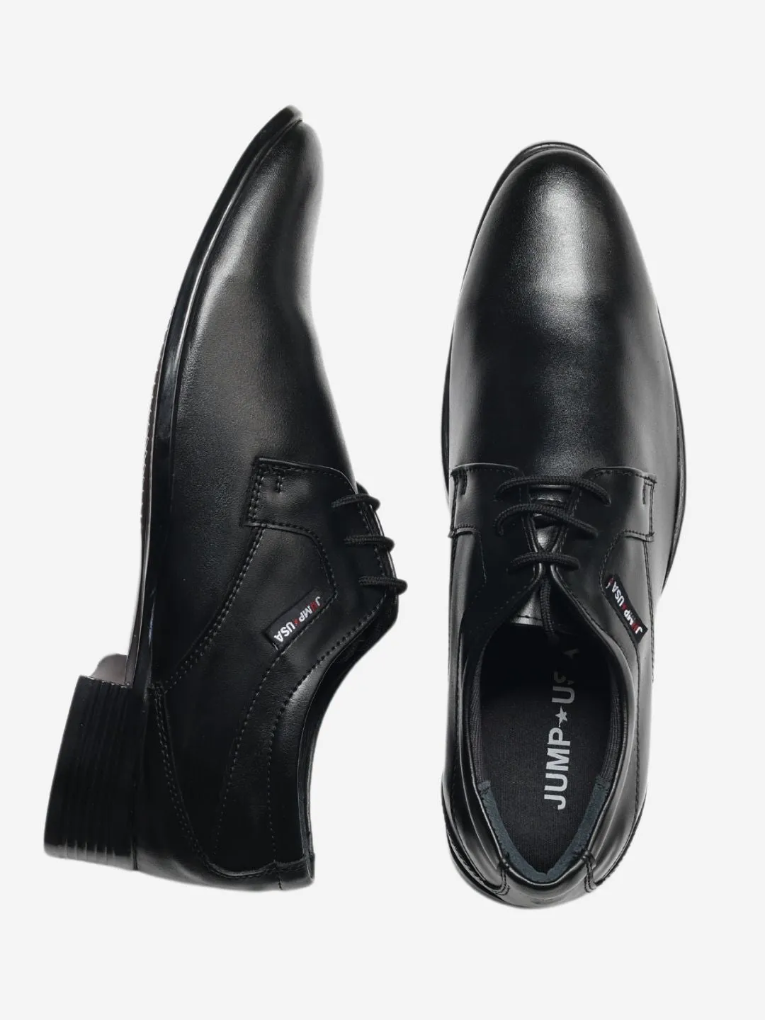 JUMP USA Men's Black Leather Formal Derbys