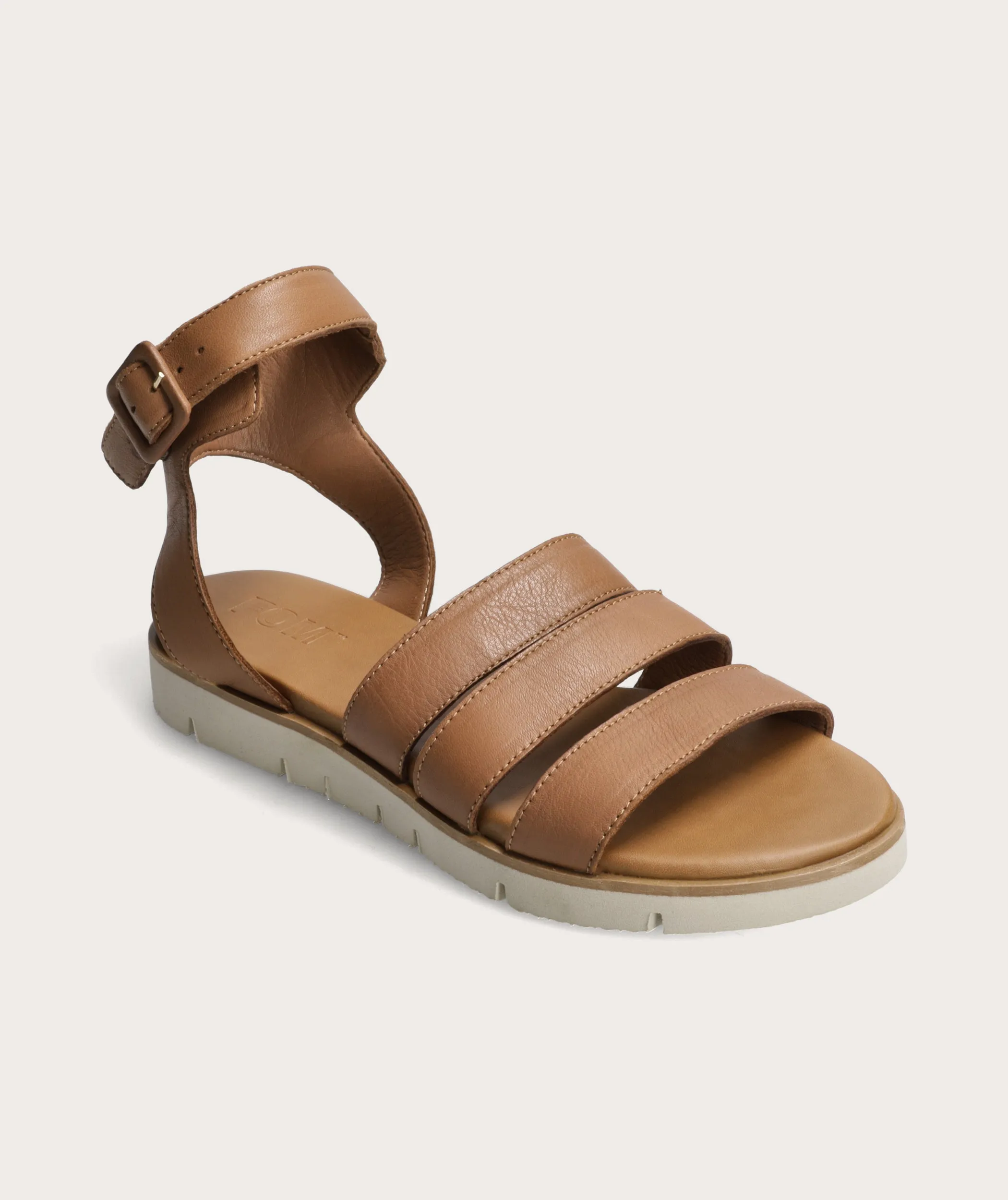 Ladies Triple Strap Sandal - Tan