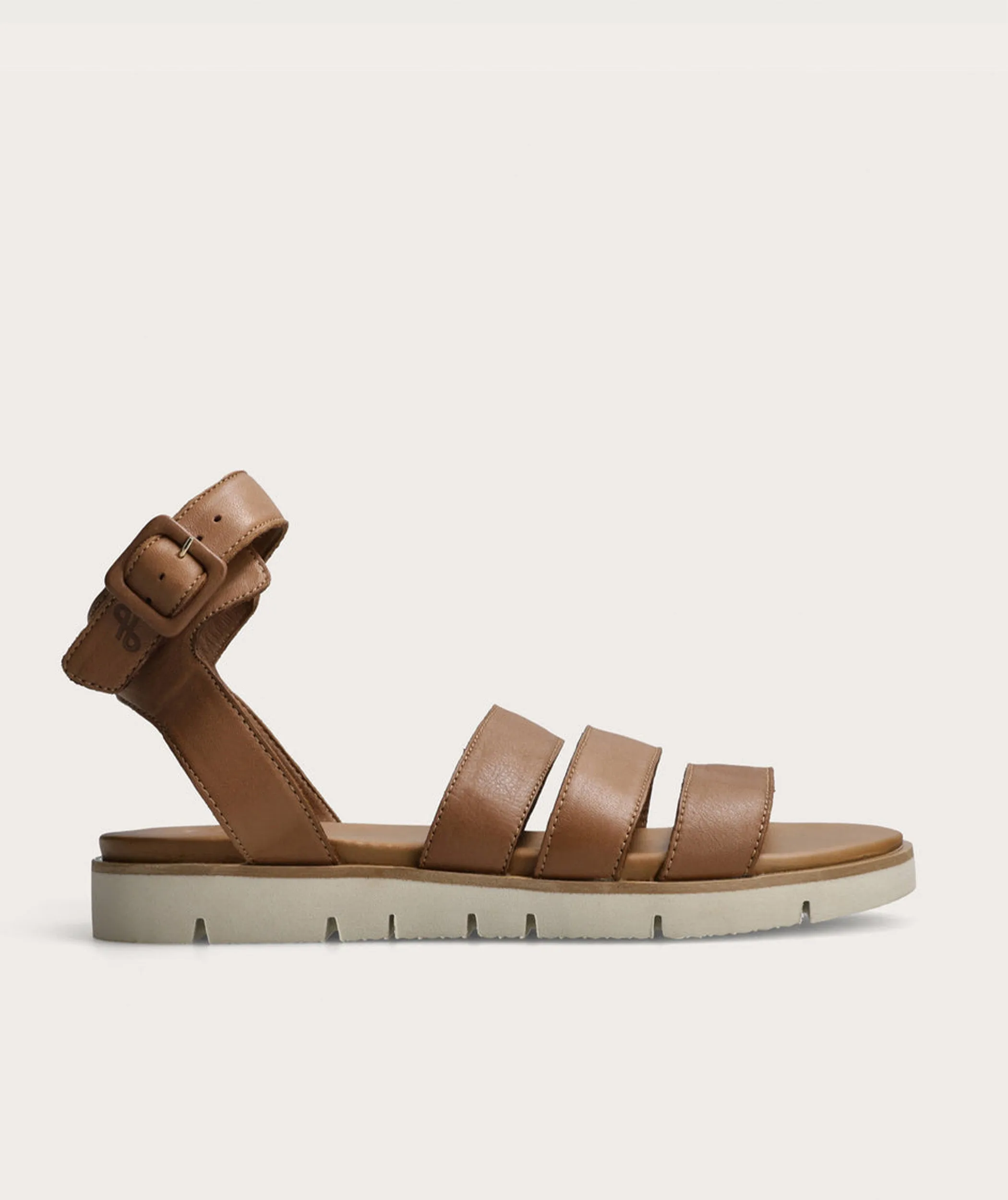 Ladies Triple Strap Sandal - Tan