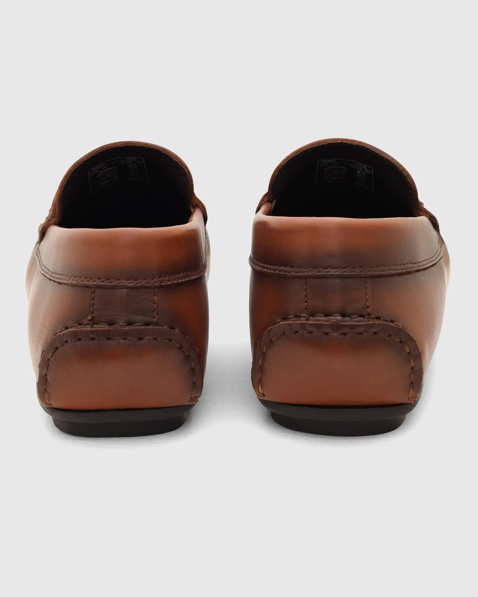 Leather Casual Tan Solid Loafers Shoes - Ring