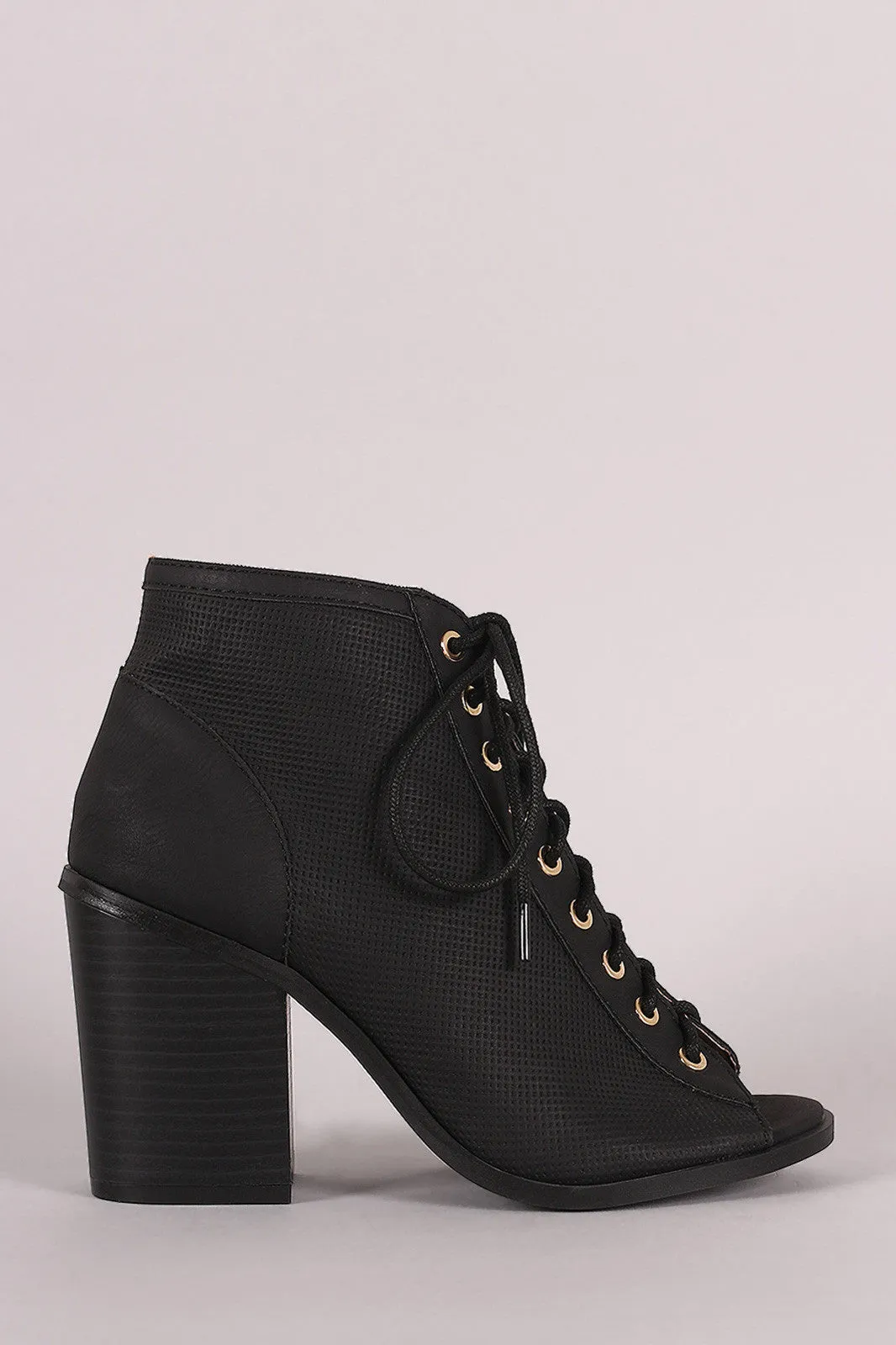 Liliana Perforated Nubuck Chunky Heeled Ankle Boots