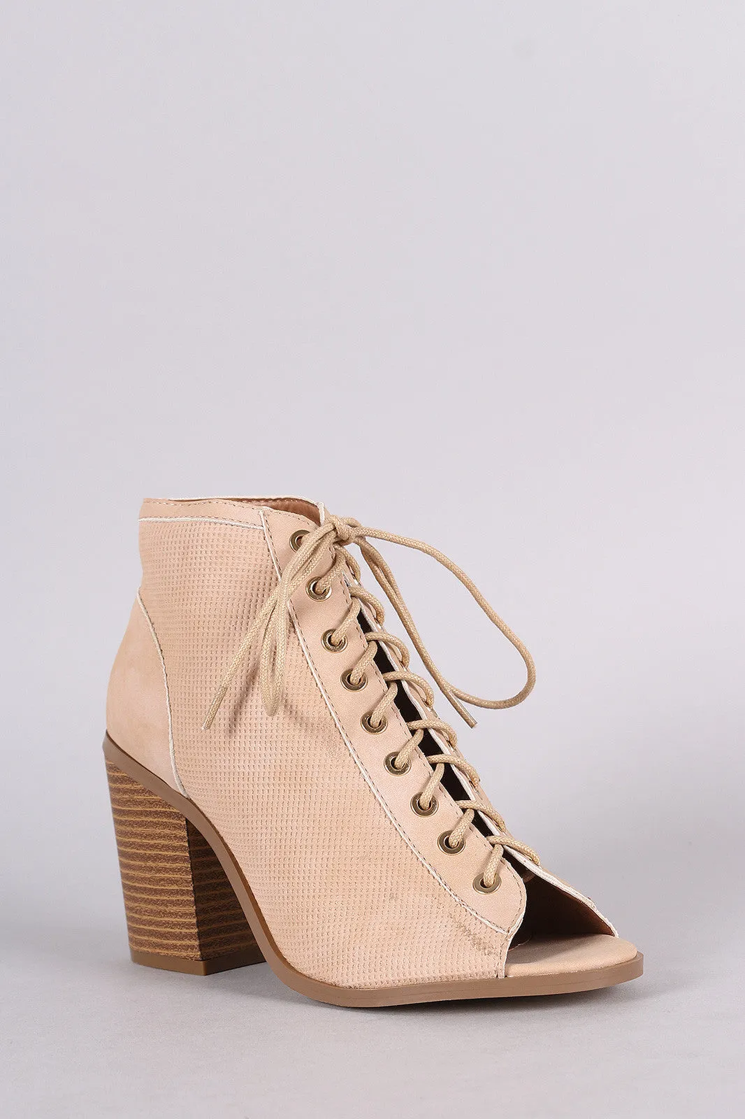 Liliana Perforated Nubuck Chunky Heeled Ankle Boots