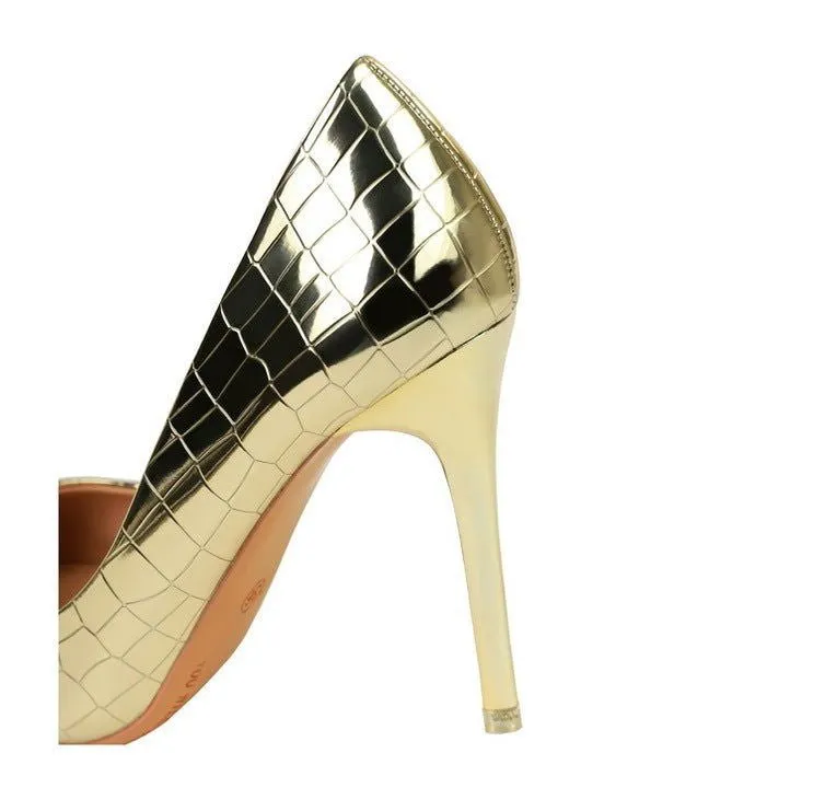 LovelyRLovely Super High Heel Metal Stone Pattern Shoes