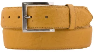 Mango Western Cowboy Belt Real Ostrich Skin Leather - Silver Buckle