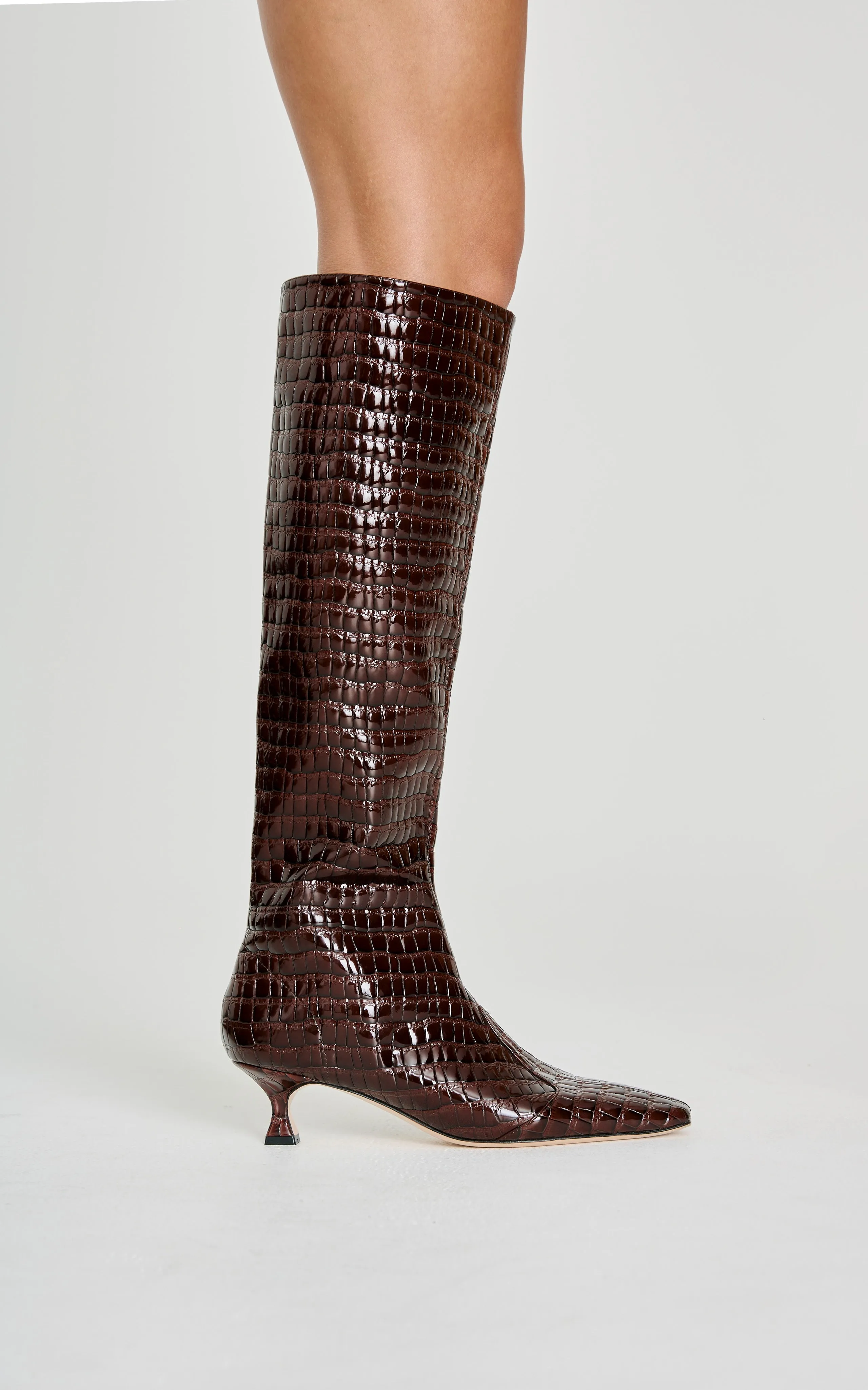 Maverick Calf Boot | Burgundy Crocodile