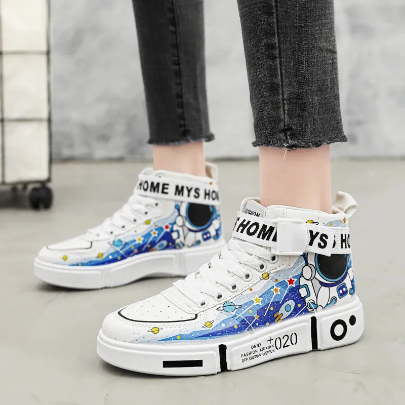 Men's Anime Sneakers, Fashion Cartoon Skateboard Shoes, Women's Hip Hop Casual Sneakers, Kid's High Top Vulcanized Shoes