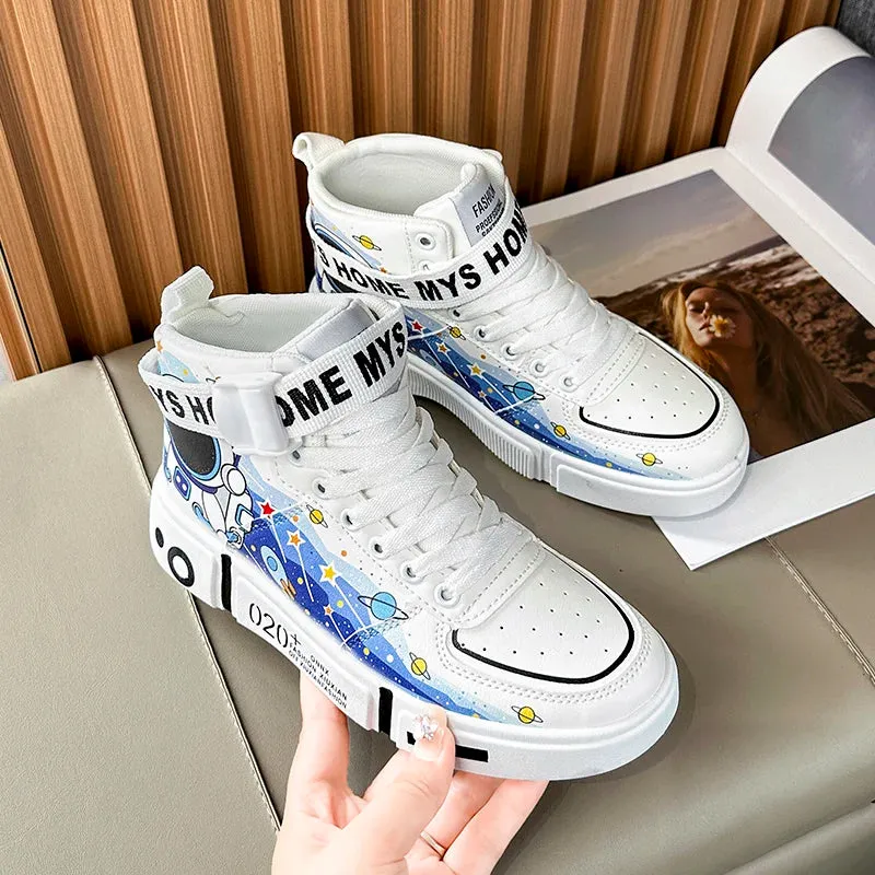 Men's Anime Sneakers, Fashion Cartoon Skateboard Shoes, Women's Hip Hop Casual Sneakers, Kid's High Top Vulcanized Shoes