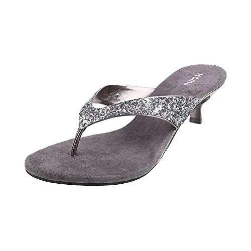 Mochi Women Gun Metal Synthetic Sandals 6-UK (39 EU)