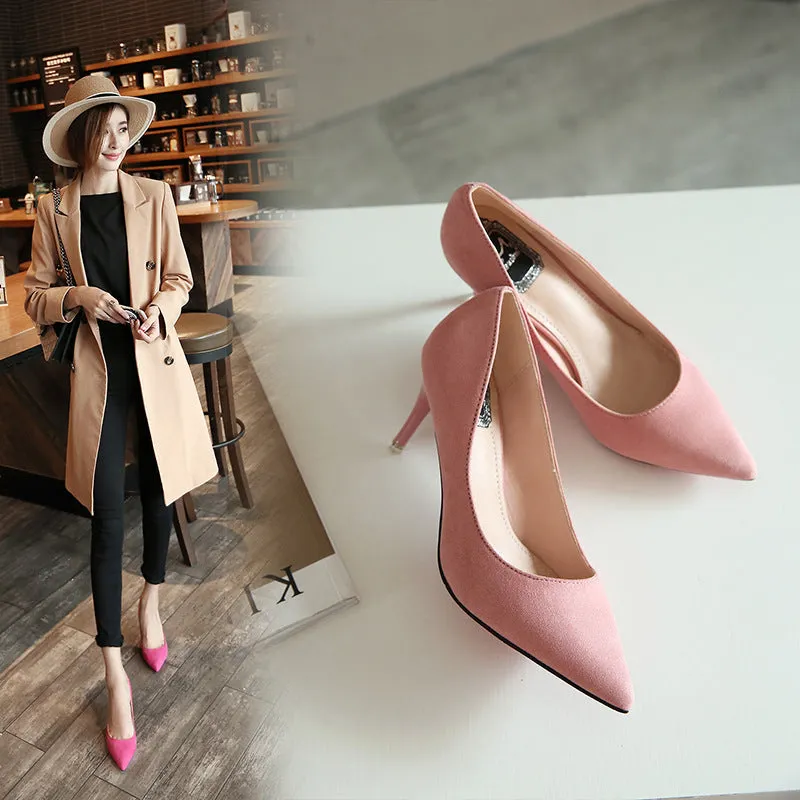 New Style Of Work In Spring, Summer, Fashion Suede, High Heels And Sexy2021 Shallow Single Shoes